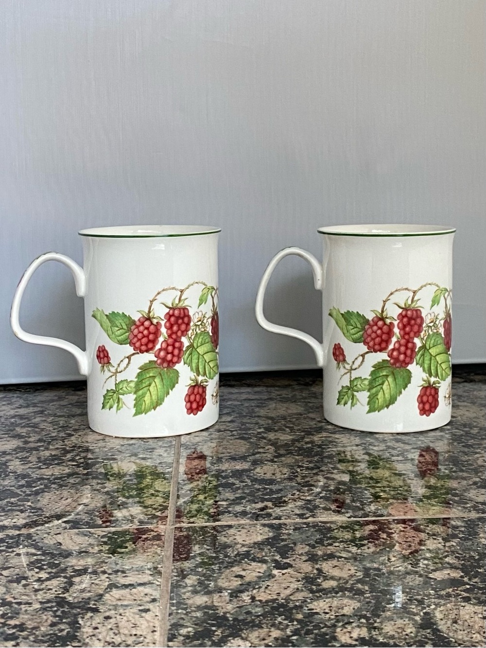 Roy Kirkham Raspberry Fruit Garden Fine Bone China Mugs - Set of 2